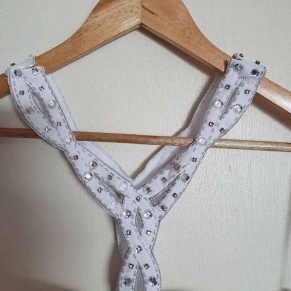 Wedding dress by Derek Iang size 8 original price $475 white silver - Picture 7 of 10